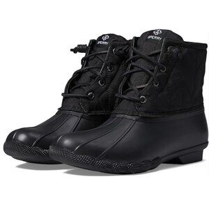 SPERRY Quilted Luxe Saltwater SeaCycled RPET Nylon Waterproof Boot Black, Size 9